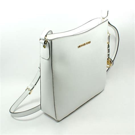 michael kors crossbodies white|Michael Kors white shoulder bag.